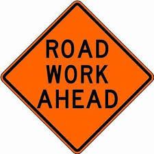 Road work ahead sign