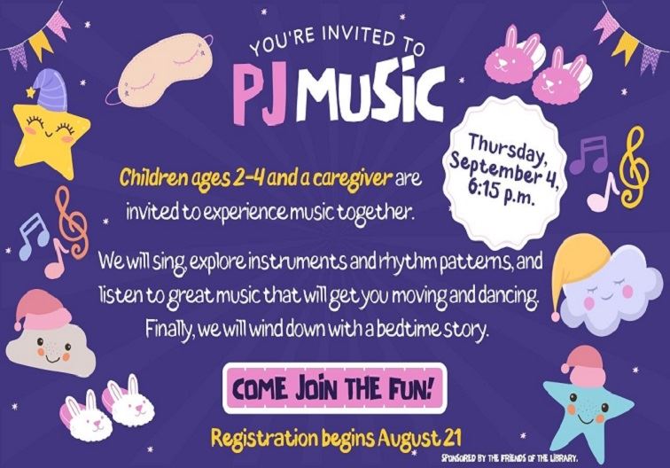 PJ Music Storytime September 4 at 6:15 pm