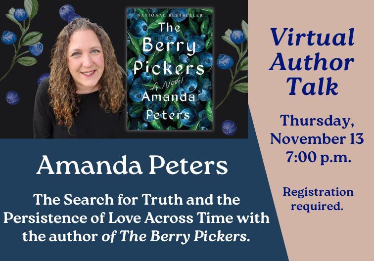 Virtual author talk with Amanda Peters November 13 at 7:00 pm