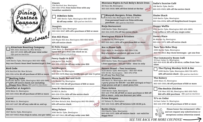 Inside of the Dining Partner ticket that expires March 31 2026